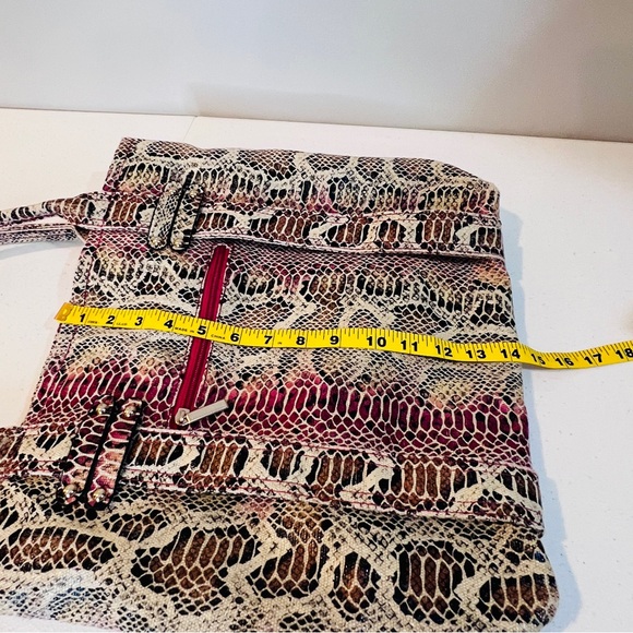 Faux Leather Multicolor Rattlesnake Textured Pattern Large Tote Bag Zippered 14" - Picture 8 of 11